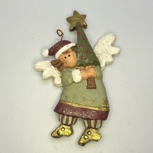 Kurt Adler Angel with Christmas Tree Ornament